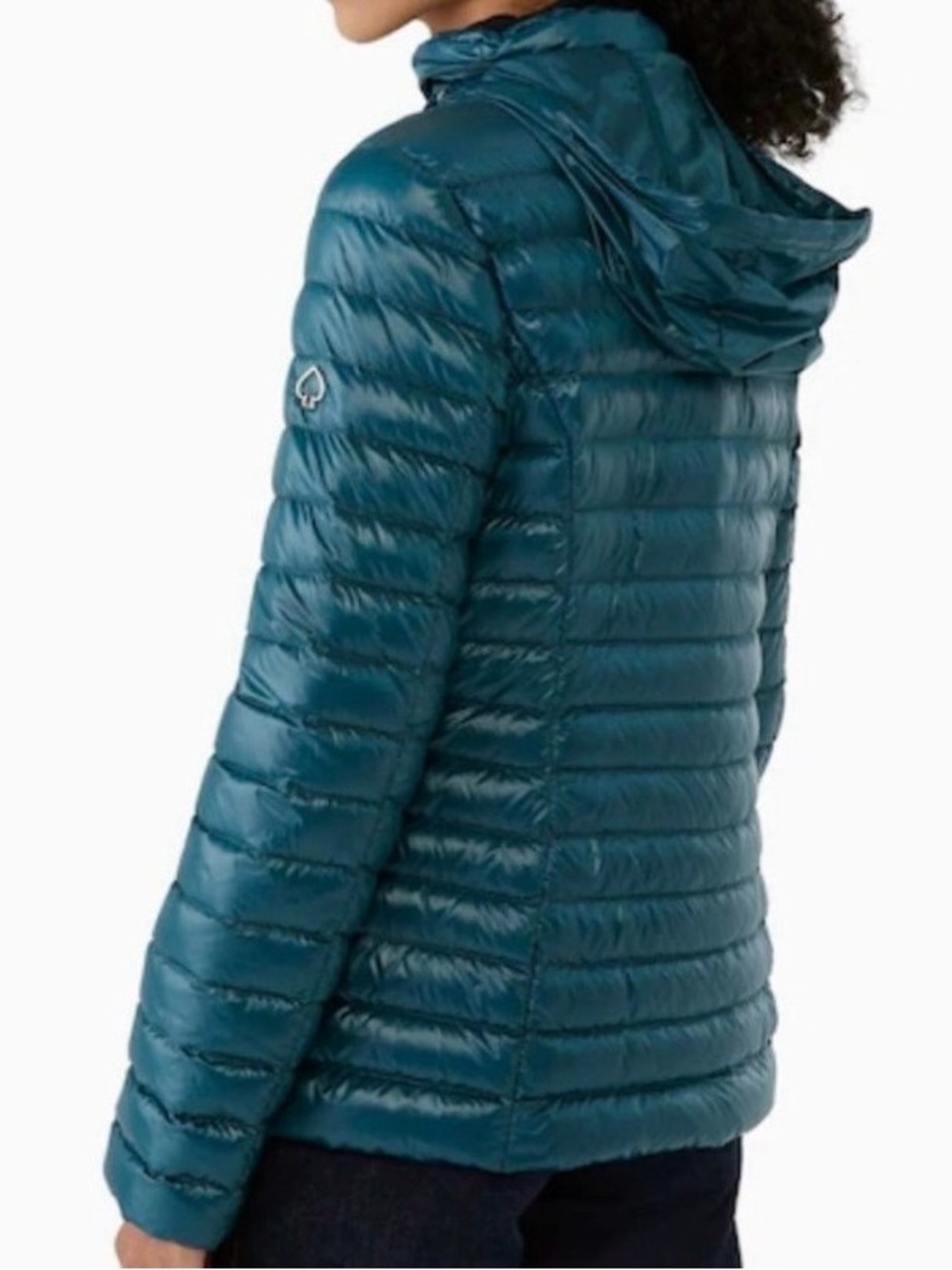 Kate Spade Peacock Sapphire Quilted Short Lightweight Packable Down Jacket